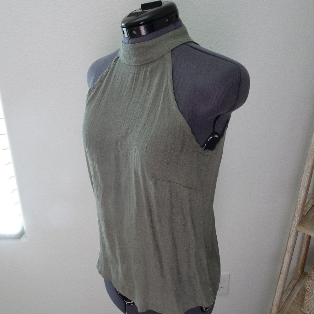 Olive green mock neck tank top